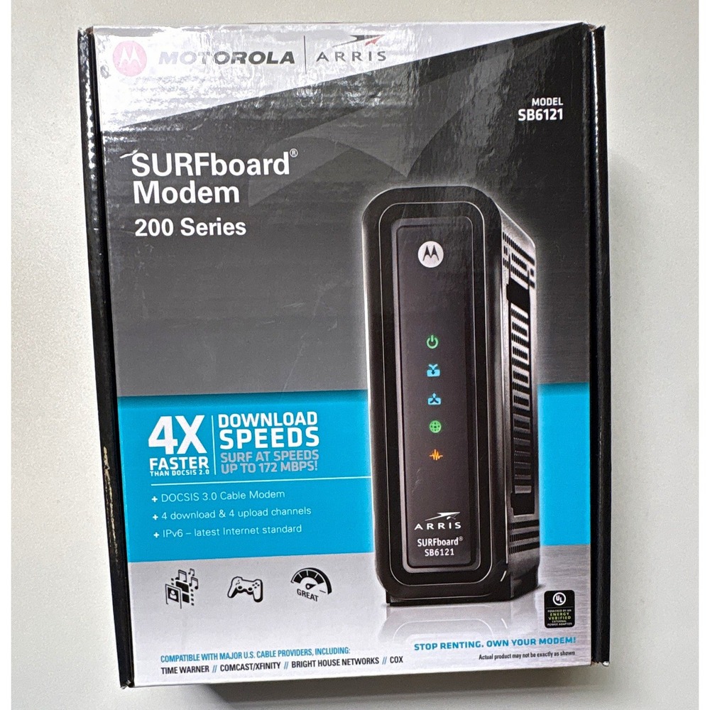 Motorola ARRIS SURFboard SB6121 DOCSIS 3.0 Cable Modem 172 Mbps IPv6